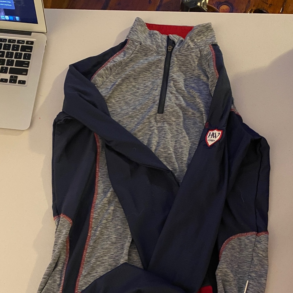 Horseware Gray and Navy Quarter-Zip Pullover